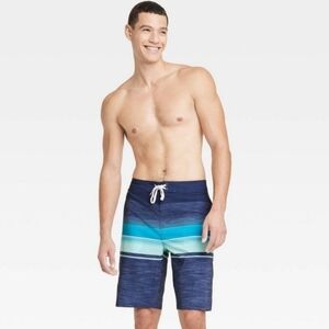 Men's 10" Inseam Ocean Striped Board Shorts - Goodfellow - Size 36